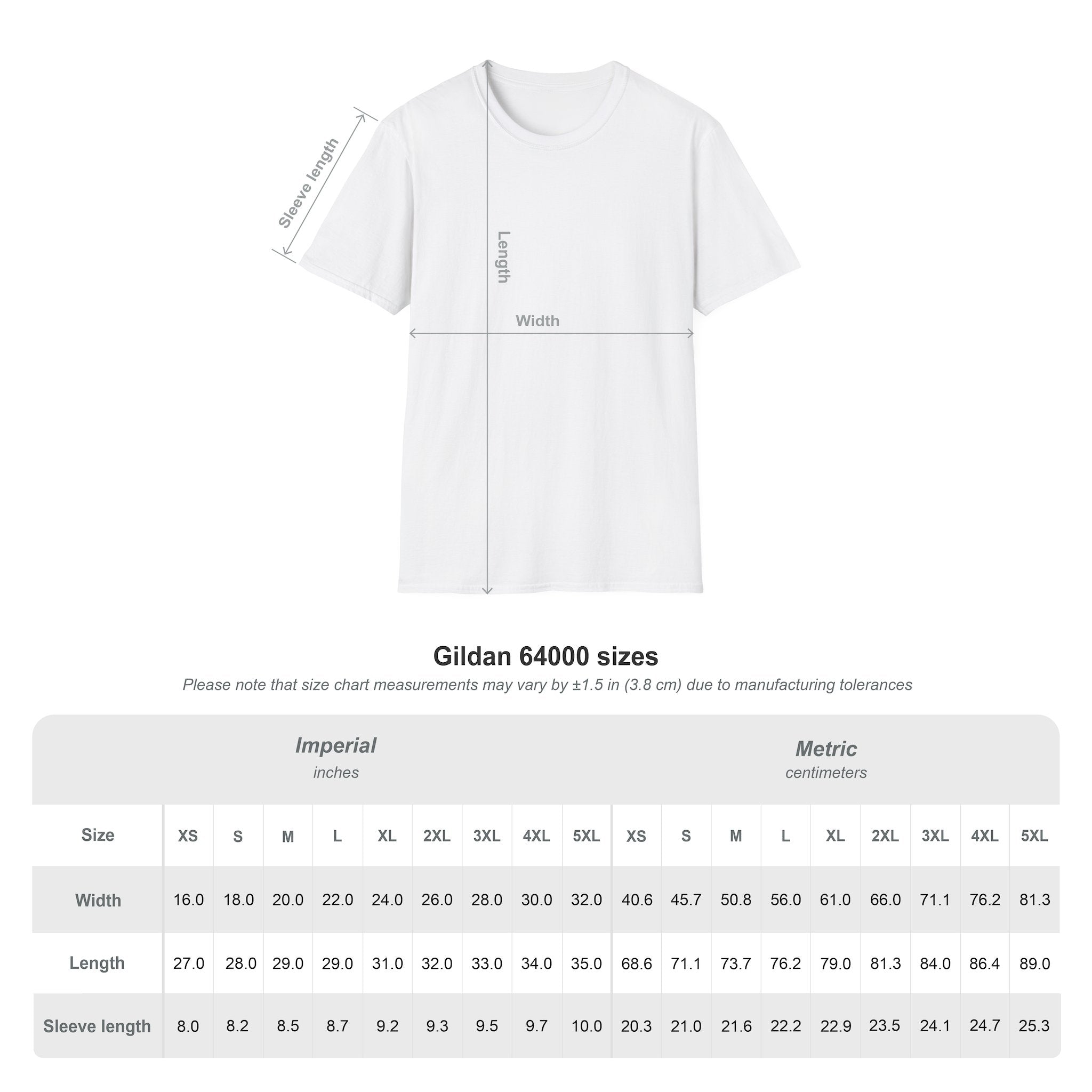 Phoenix Vol. 1 Graphic Tee | AliKat Rising size chart displays detailed measurements for width, length, and sleeve length—available in both inches and centimeters—for sizes XS through 5XL. This clear guide helps you find the ideal fit for S, M, L, XL, and 2XL shirts from AliKat Rising. A helpful note below the chart explains any sizing differences to ensure you choose the perfect Phoenix Vol. 1 Graphic Tee.