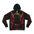 Introducing the Phoenix Wings Hoodie — AliKat Flame Graphic Pullover by AliKat Rising. This black hoodie displays a striking graphic of a black cat crowned in gold with vibrant red fiery wings, set above the “AliKat Rising” text. The sleeves and background feature bold red flame patterns with complementing graphics. Available in sizes S, M, L, XL, and 2XL—please consult our size chart for precise length and width measurements in inches to find your perfect fit.